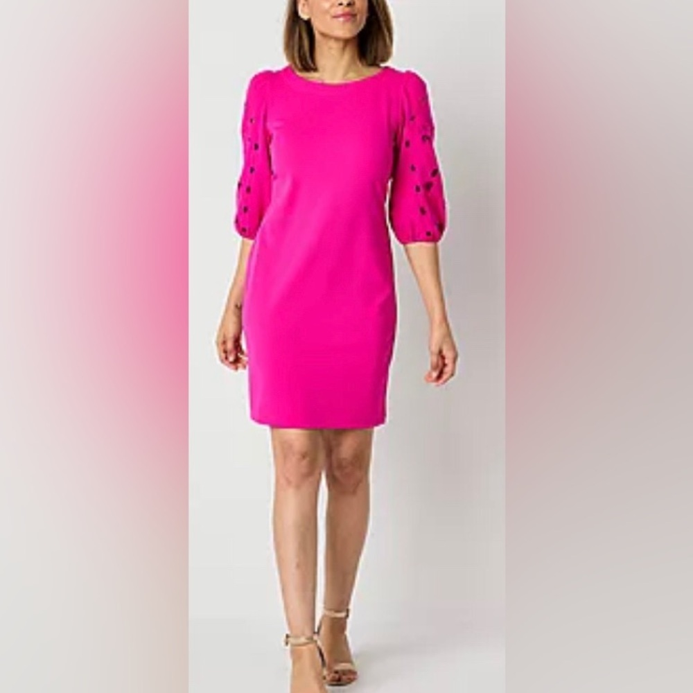 NEW 52seven Womens 3/4 Eyelet Sleeve Shift Dress‎